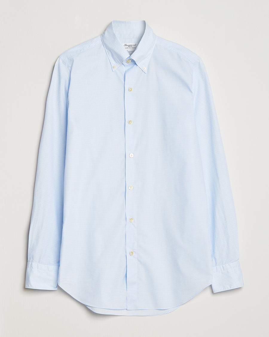 Uomini | Camicie | Finamore Napoli | Milano Slim Washed Dress Shirt Light Blue Check