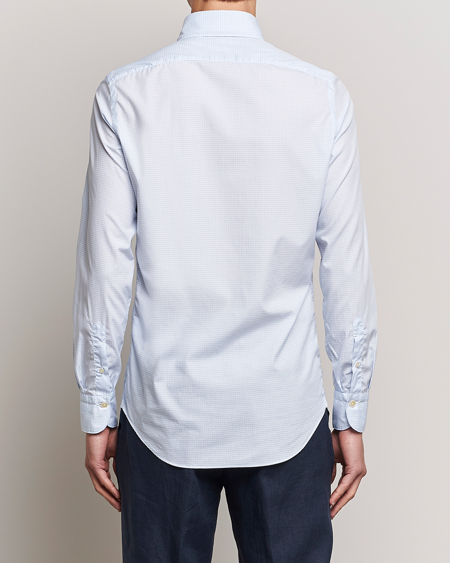 Uomini | Camicie | Finamore Napoli | Milano Slim Washed Dress Shirt Light Blue Check