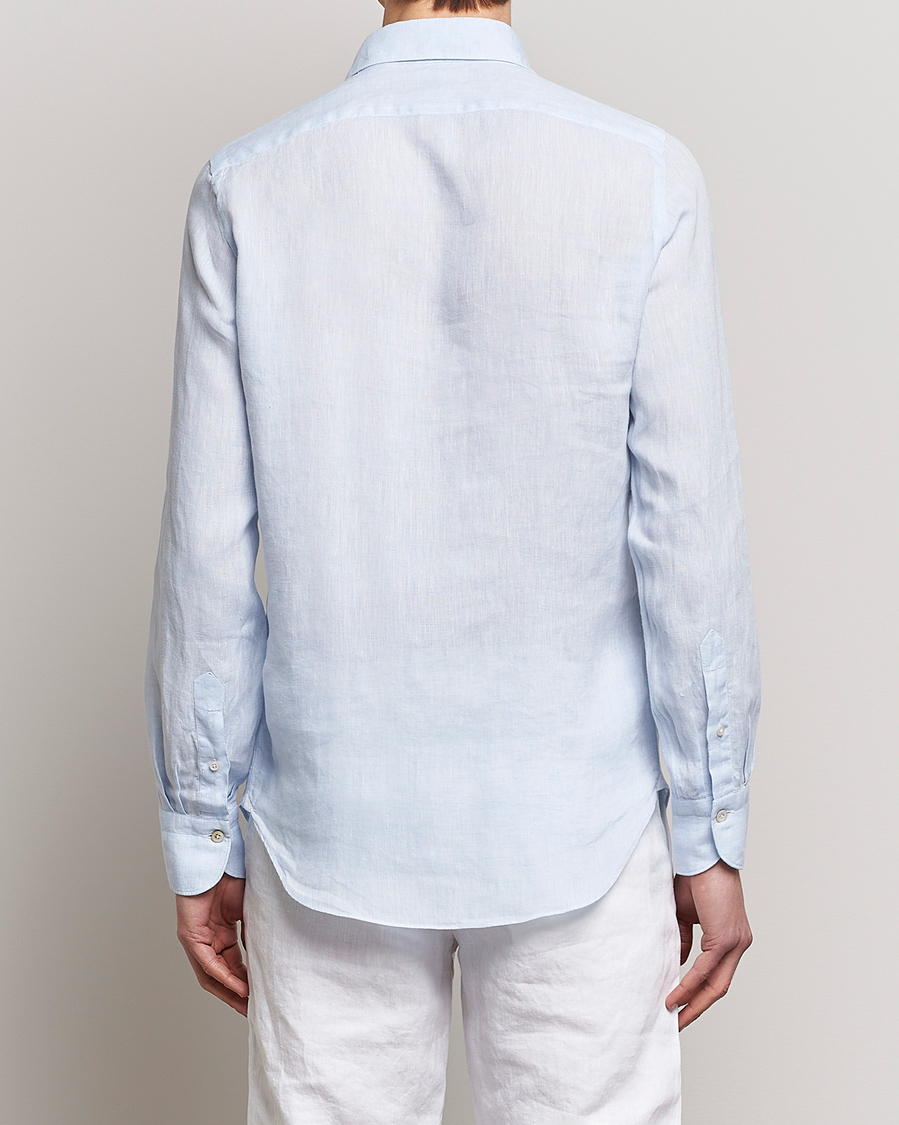 Uomini | Camicie | Finamore Napoli | Tokyo Slim Linen Shirt Light Blue