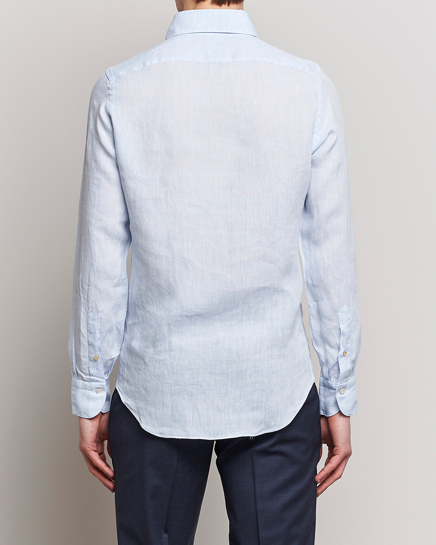 Uomini | Camicie | Finamore Napoli | Miami Linen Popover Shirt Light Blue