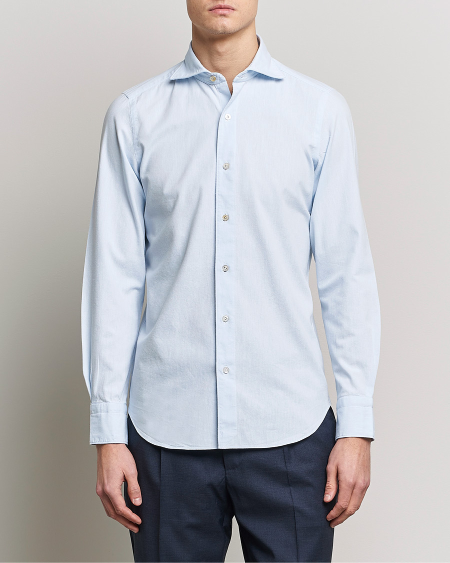 Uomini | Camicie | Finamore Napoli | Tokyo Slim Chambray Shirt Light Blue