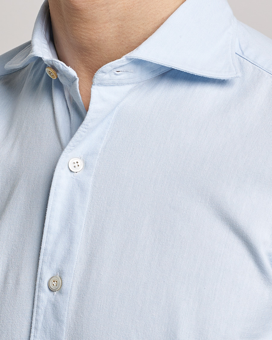 Uomini | Camicie | Finamore Napoli | Tokyo Slim Chambray Shirt Light Blue