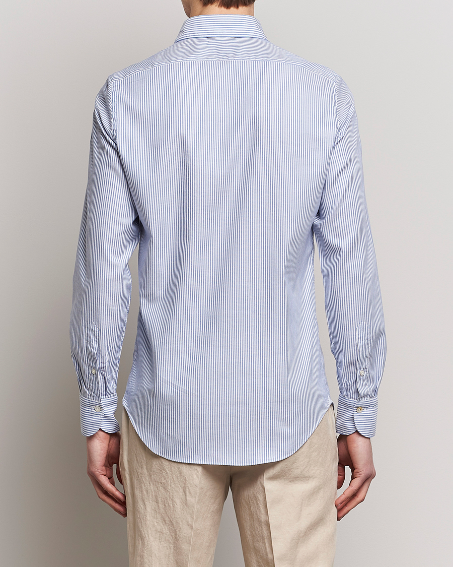 Uomini | Camicie | Finamore Napoli | Tokyo Slim Chambray Shirt Light Blue Stripe