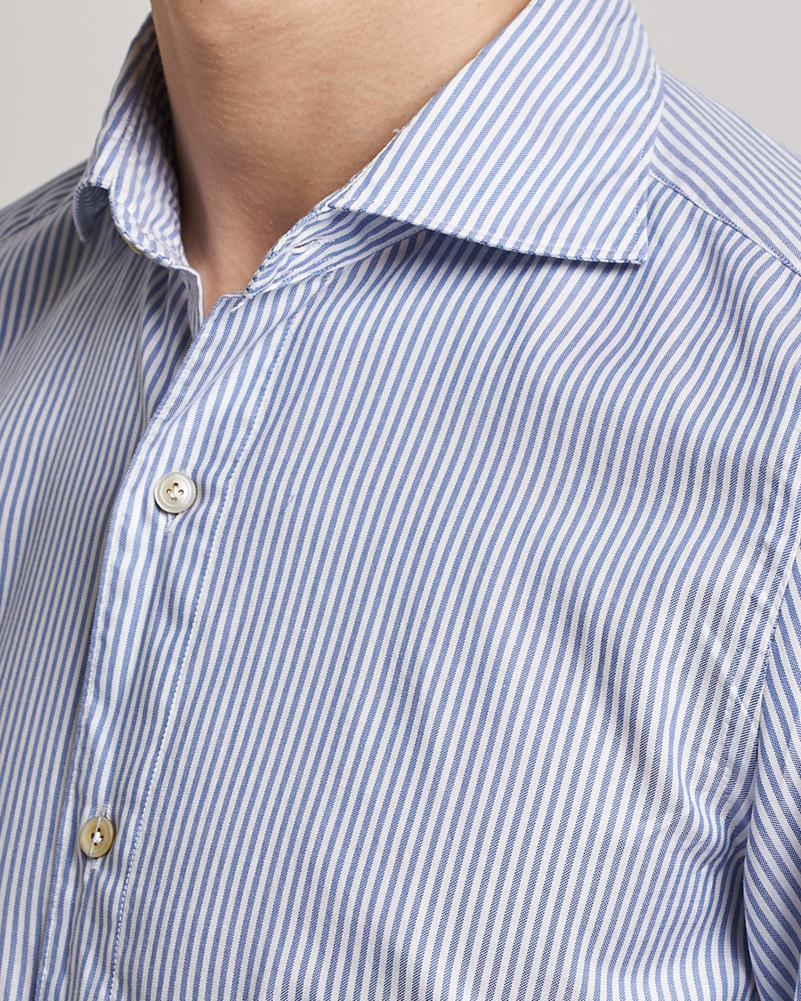 Uomini | Camicie | Finamore Napoli | Tokyo Slim Chambray Shirt Light Blue Stripe