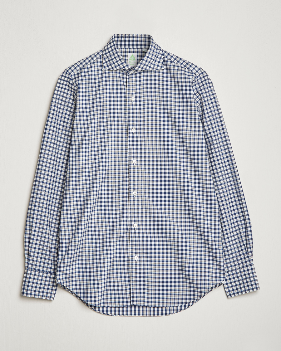 Uomini | Camicie | Finamore Napoli | Tokyo Slim Sport Shirt Blue Check