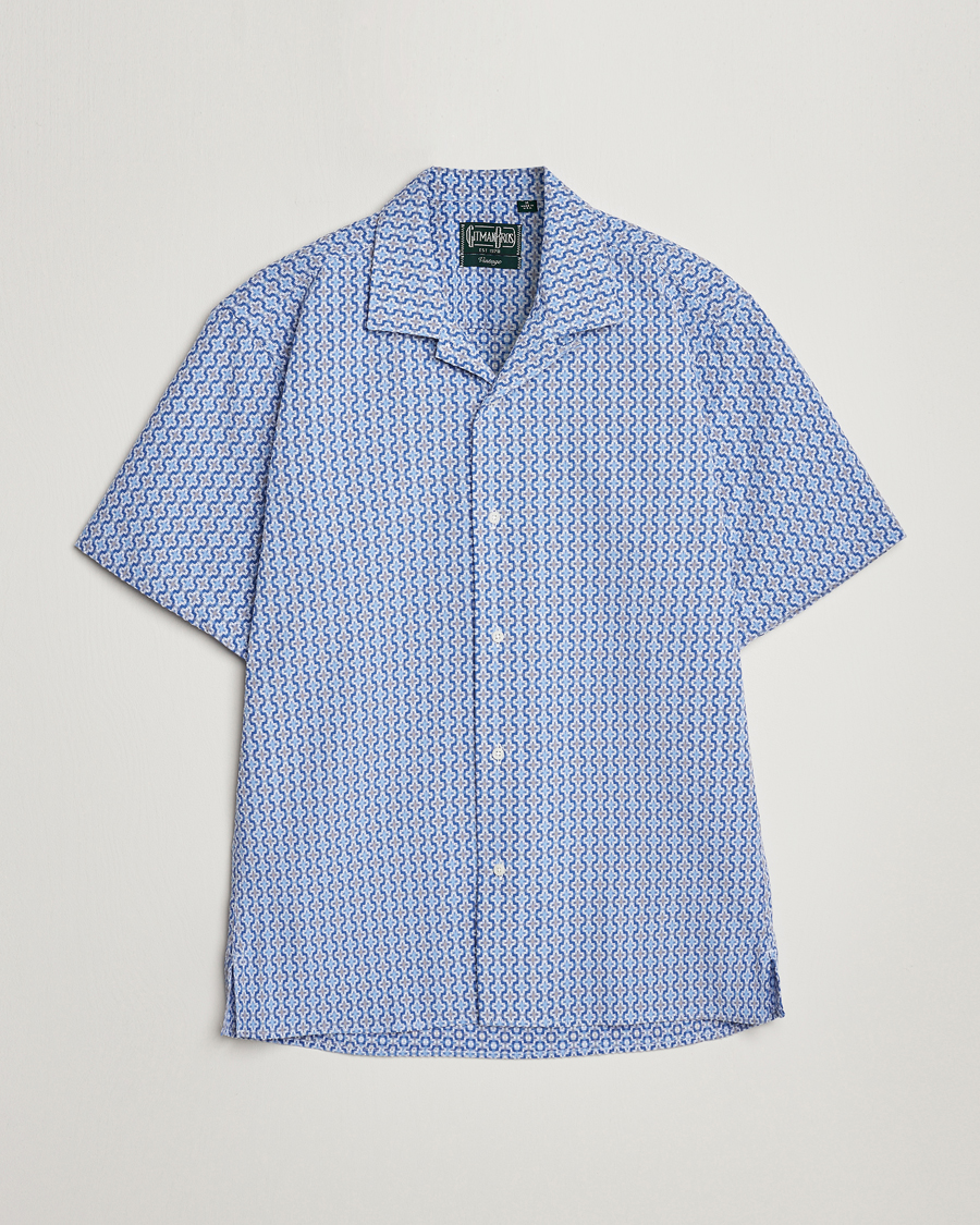 Uomini | Camicie | Gitman Vintage | Summer Ready Jacquard Camp Shirt Light Blue