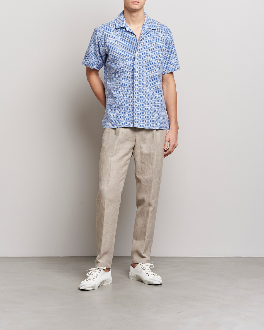 Uomini | Camicie | Gitman Vintage | Summer Ready Jacquard Camp Shirt Light Blue