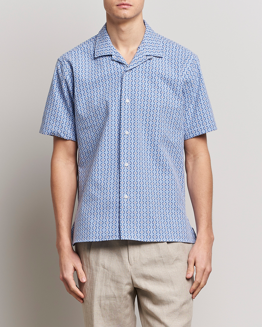 Uomini | Camicie | Gitman Vintage | Summer Ready Jacquard Camp Shirt Light Blue