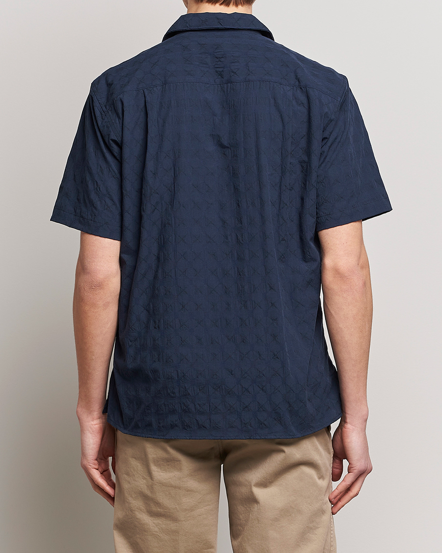 Uomini | Camicie | Gitman Vintage | Japanese Jacquard Camp Shirt Navy