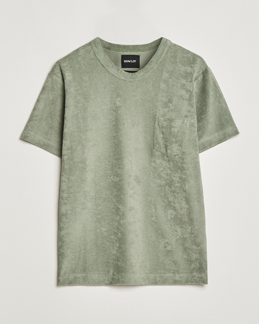 Uomini | T-shirt | Howlin' | Fons Cotton Blend Terry Pocket Tee Agave