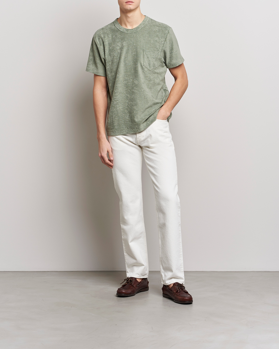 Uomini | T-shirt | Howlin' | Fons Cotton Blend Terry Pocket Tee Agave