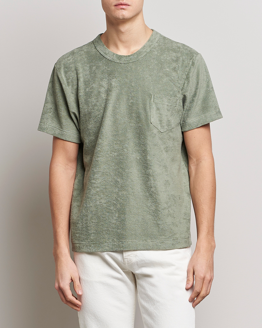 Uomini | T-shirt | Howlin' | Fons Cotton Blend Terry Pocket Tee Agave