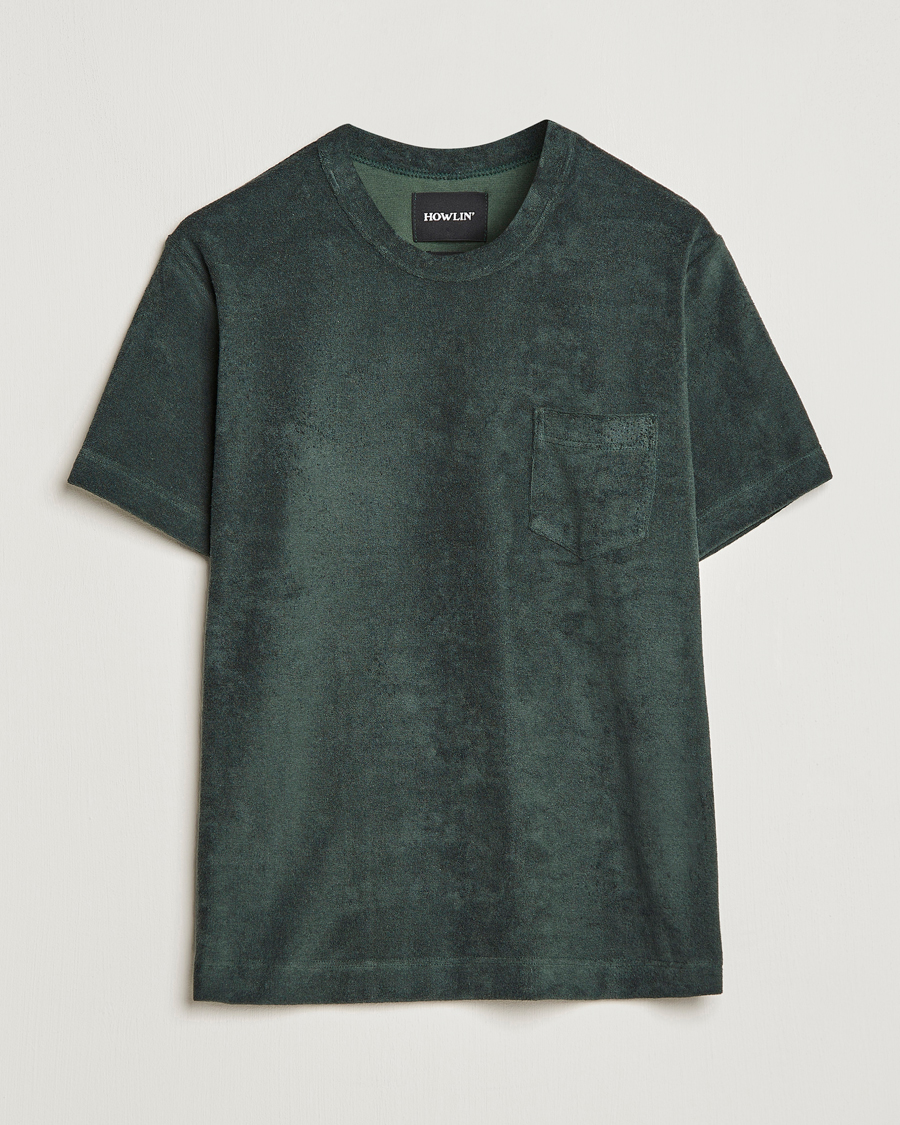 Uomini | T-shirt | Howlin' | Fons Cotton Blend Terry Pocket Tee Greenish