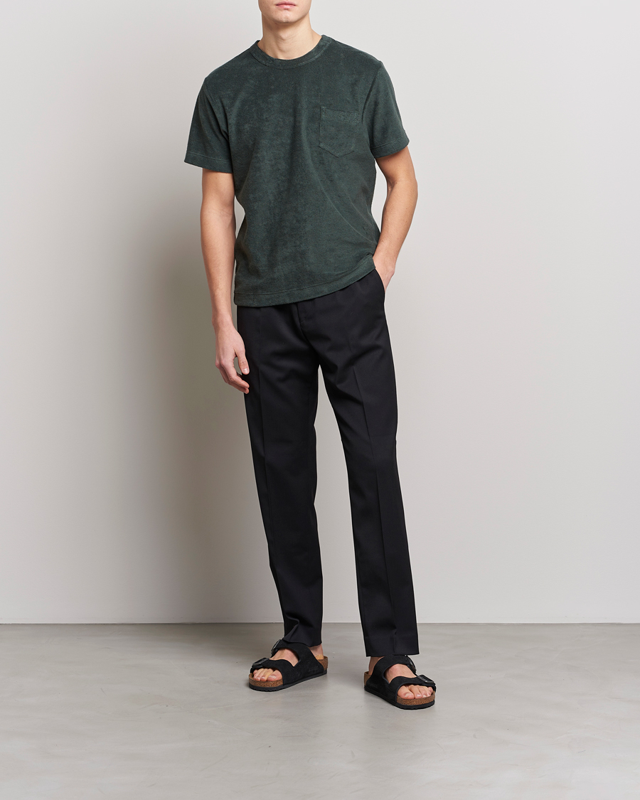 Uomini | T-shirt | Howlin' | Fons Cotton Blend Terry Pocket Tee Greenish