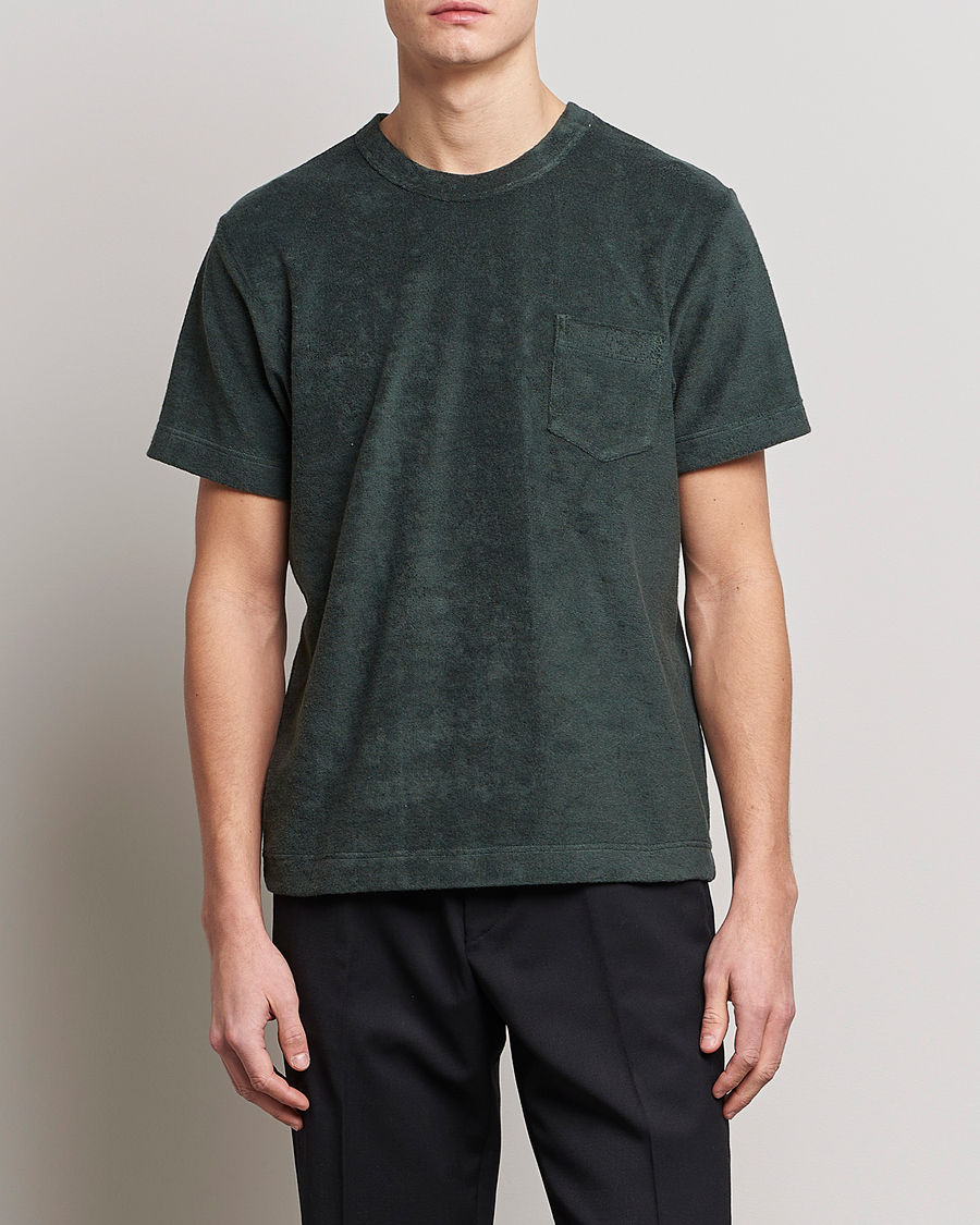 Uomini | T-shirt | Howlin' | Fons Cotton Blend Terry Pocket Tee Greenish