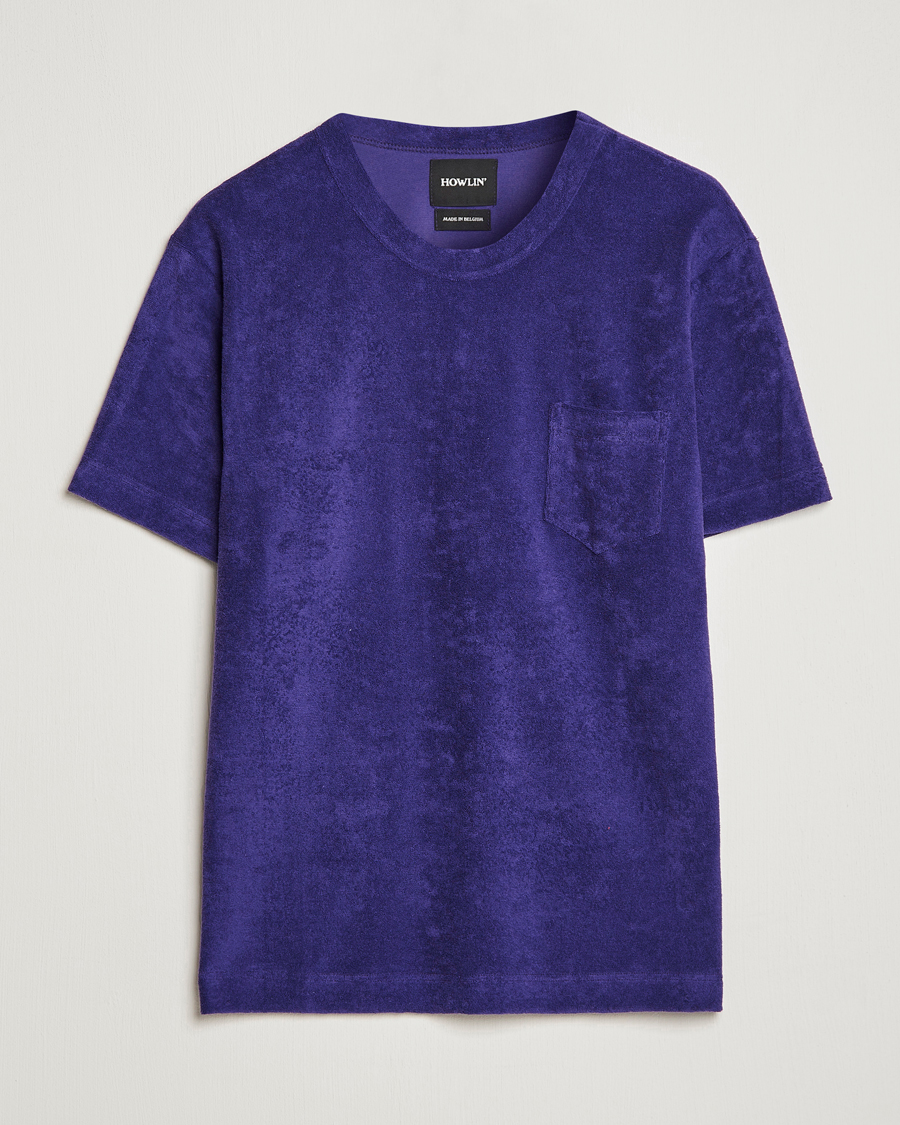 Uomini | T-shirt | Howlin' | Fons Cotton Blend Terry Pocket Tee Purple Eyes