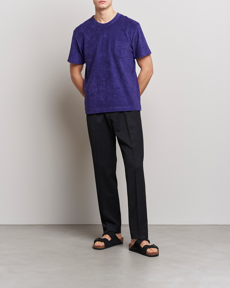 Uomini | T-shirt | Howlin' | Fons Cotton Blend Terry Pocket Tee Purple Eyes