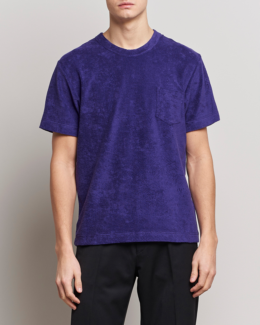 Uomini | T-shirt | Howlin' | Fons Cotton Blend Terry Pocket Tee Purple Eyes