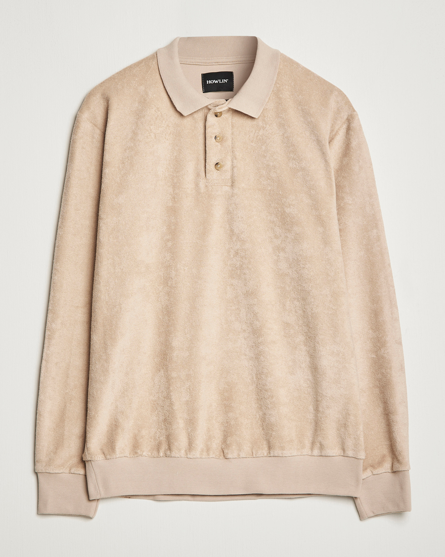 Uomini | Maglieria | Howlin' | Long Sleeve Terry Polo Cashew