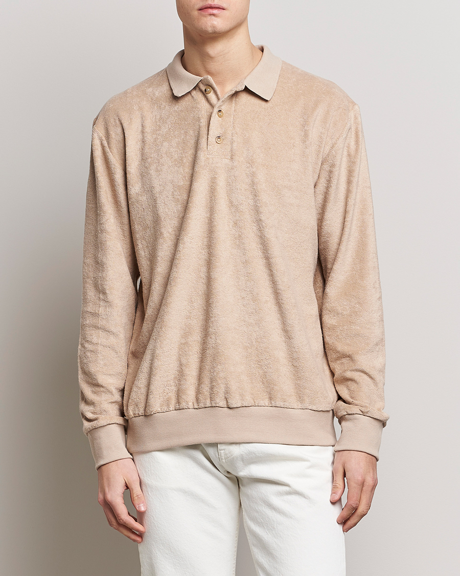 Uomini | Maglieria | Howlin' | Long Sleeve Terry Polo Cashew