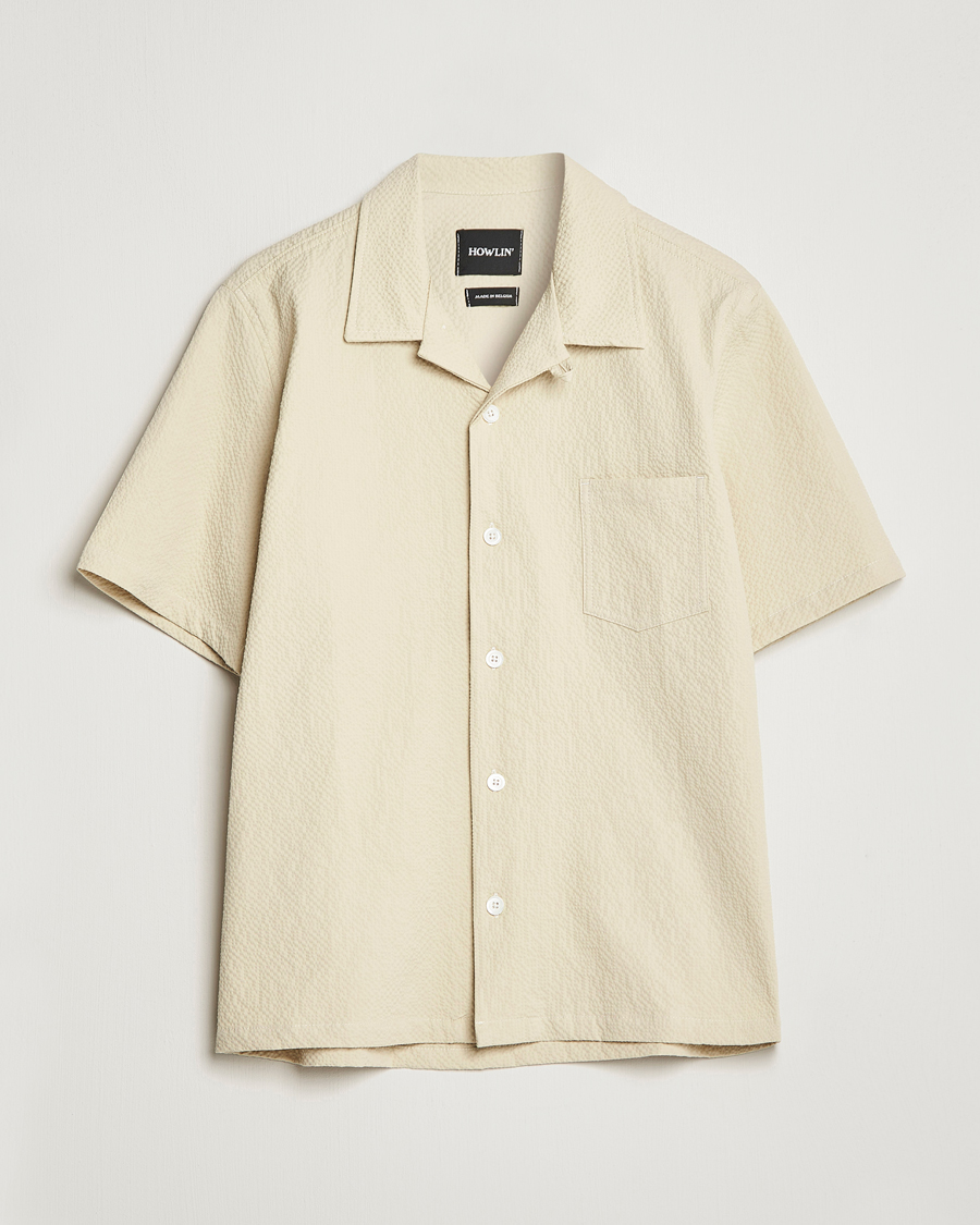 Uomini | Camicie | Howlin' | Short Sleeve Cotton Seersucker Shirt Ecru