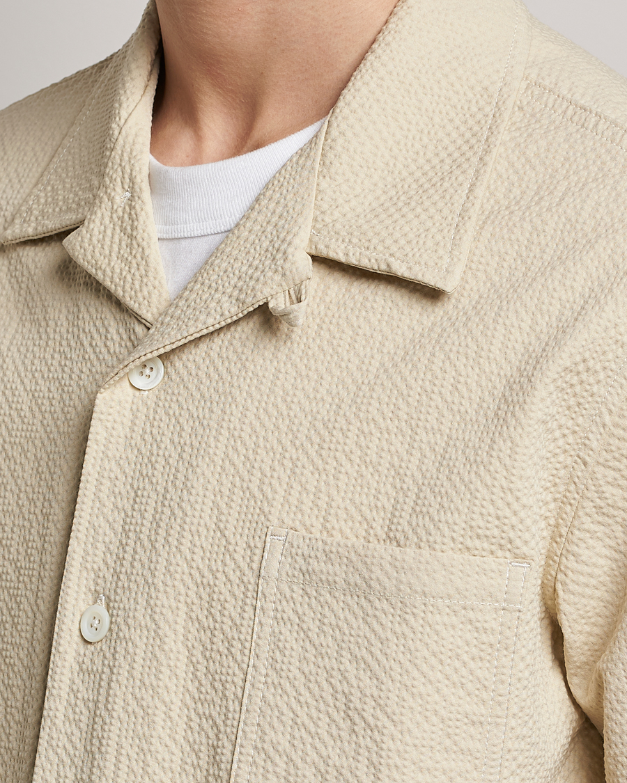 Uomini | Camicie | Howlin' | Short Sleeve Cotton Seersucker Shirt Ecru