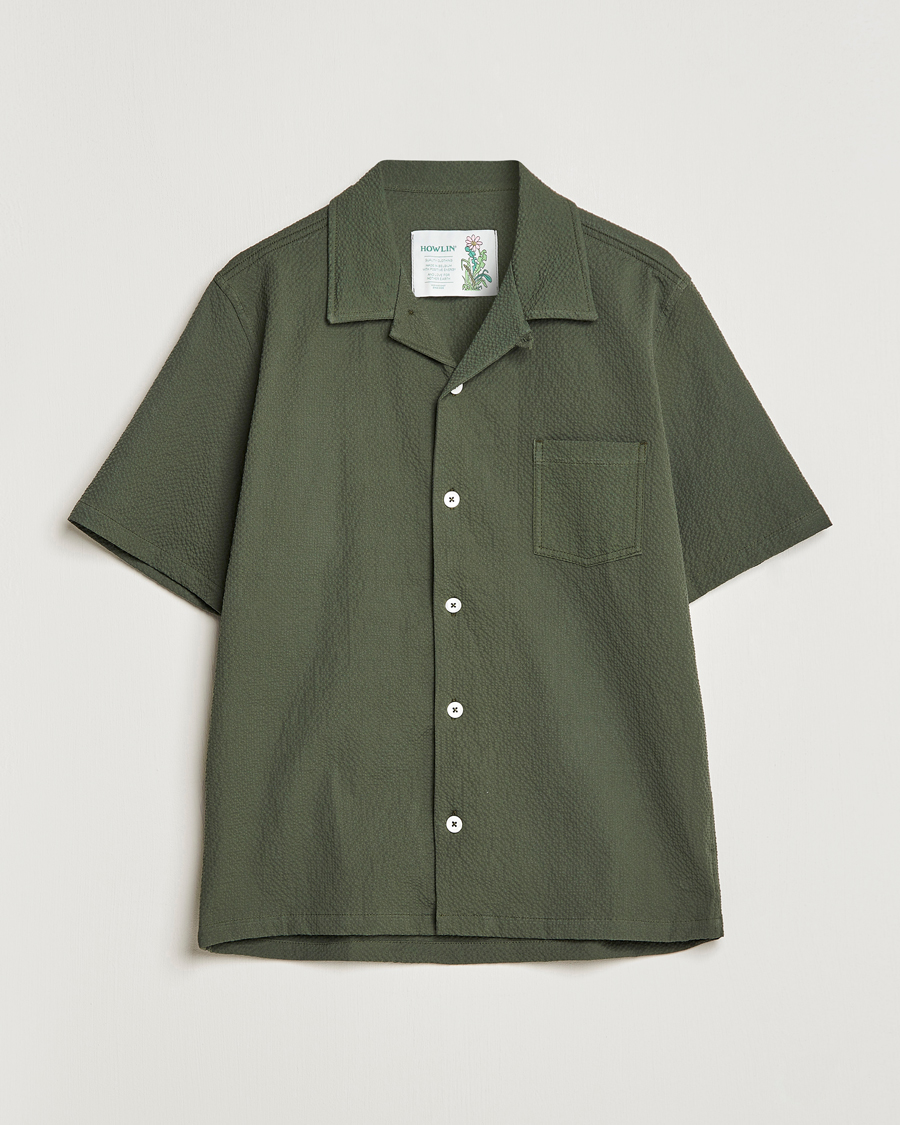Uomini | Camicie | Howlin' | Short Sleeve Cotton Seersucker Shirt Greenish