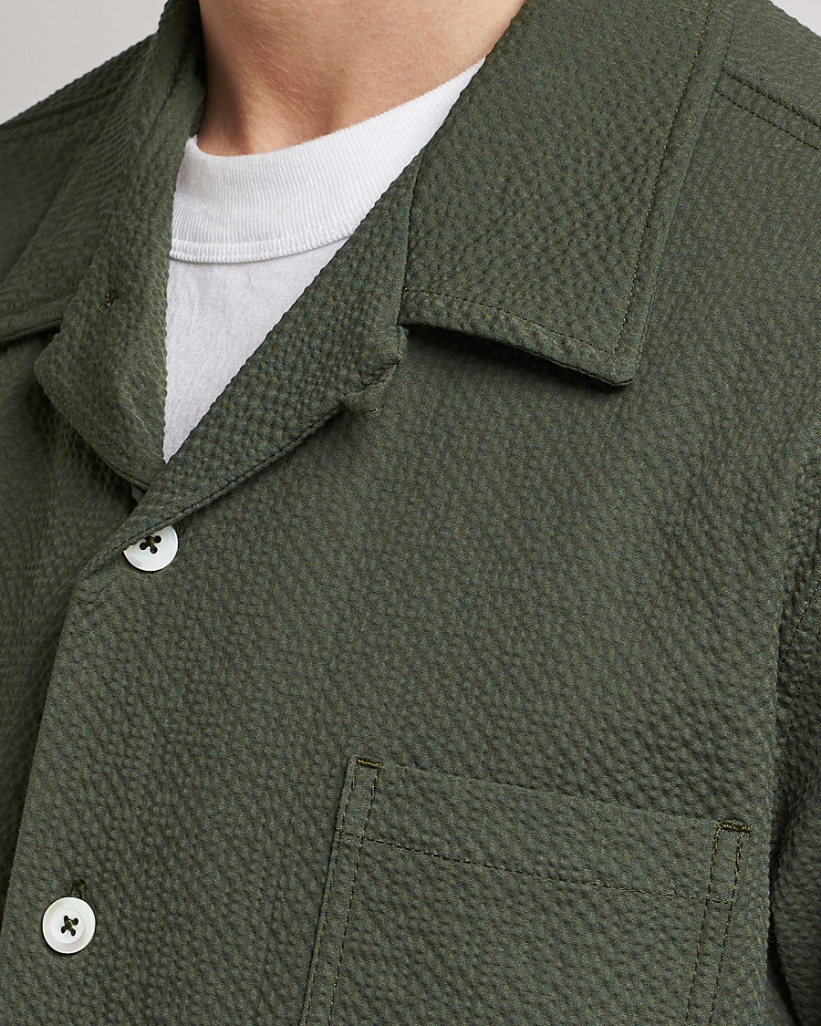 Uomini | Camicie | Howlin' | Short Sleeve Cotton Seersucker Shirt Greenish