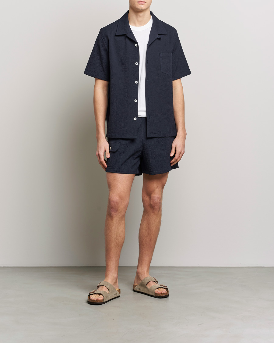 Uomini | Pantaloncini | Howlin' | Cotton Seersucker Shorts Navy