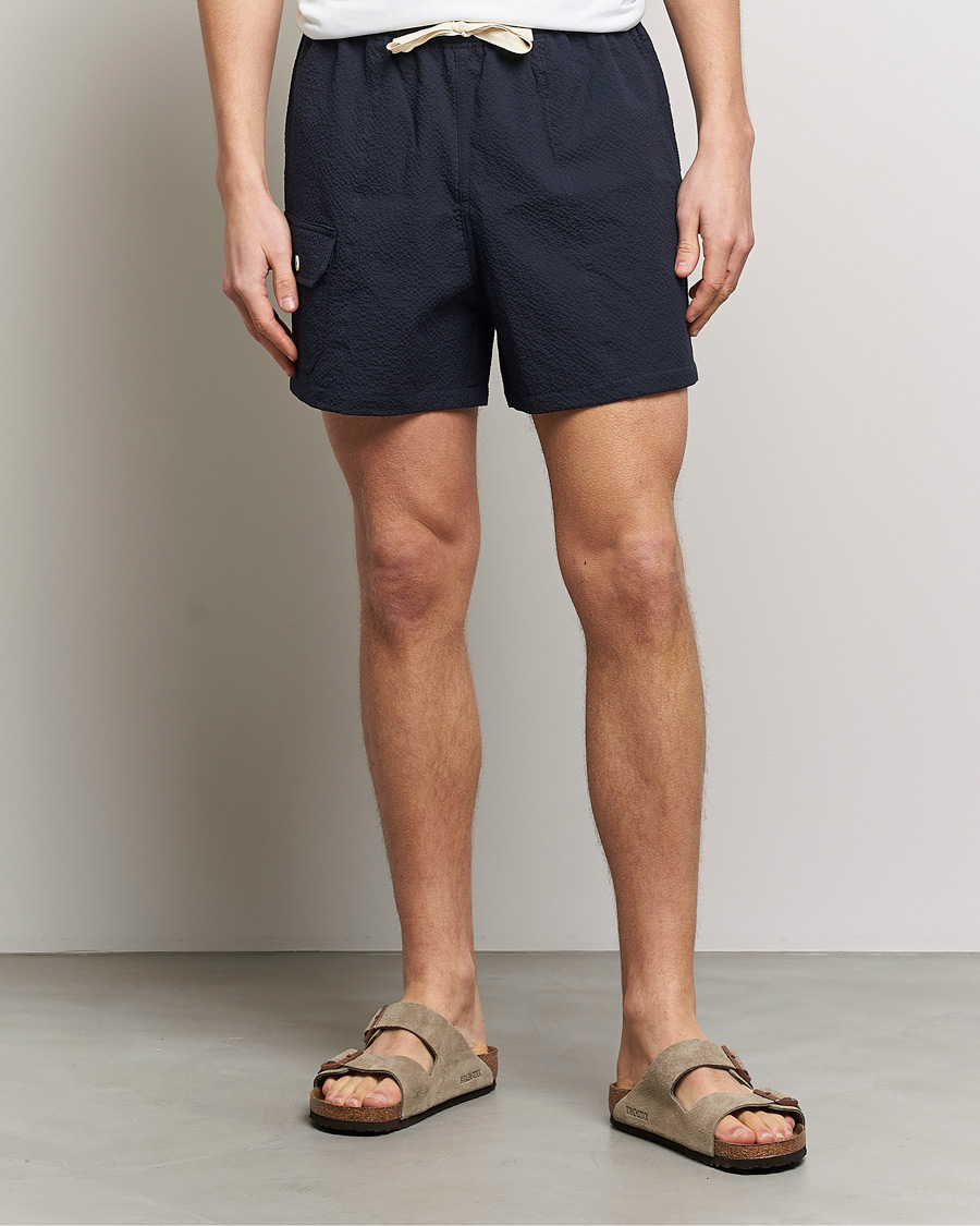 Uomini | Pantaloncini | Howlin' | Cotton Seersucker Shorts Navy
