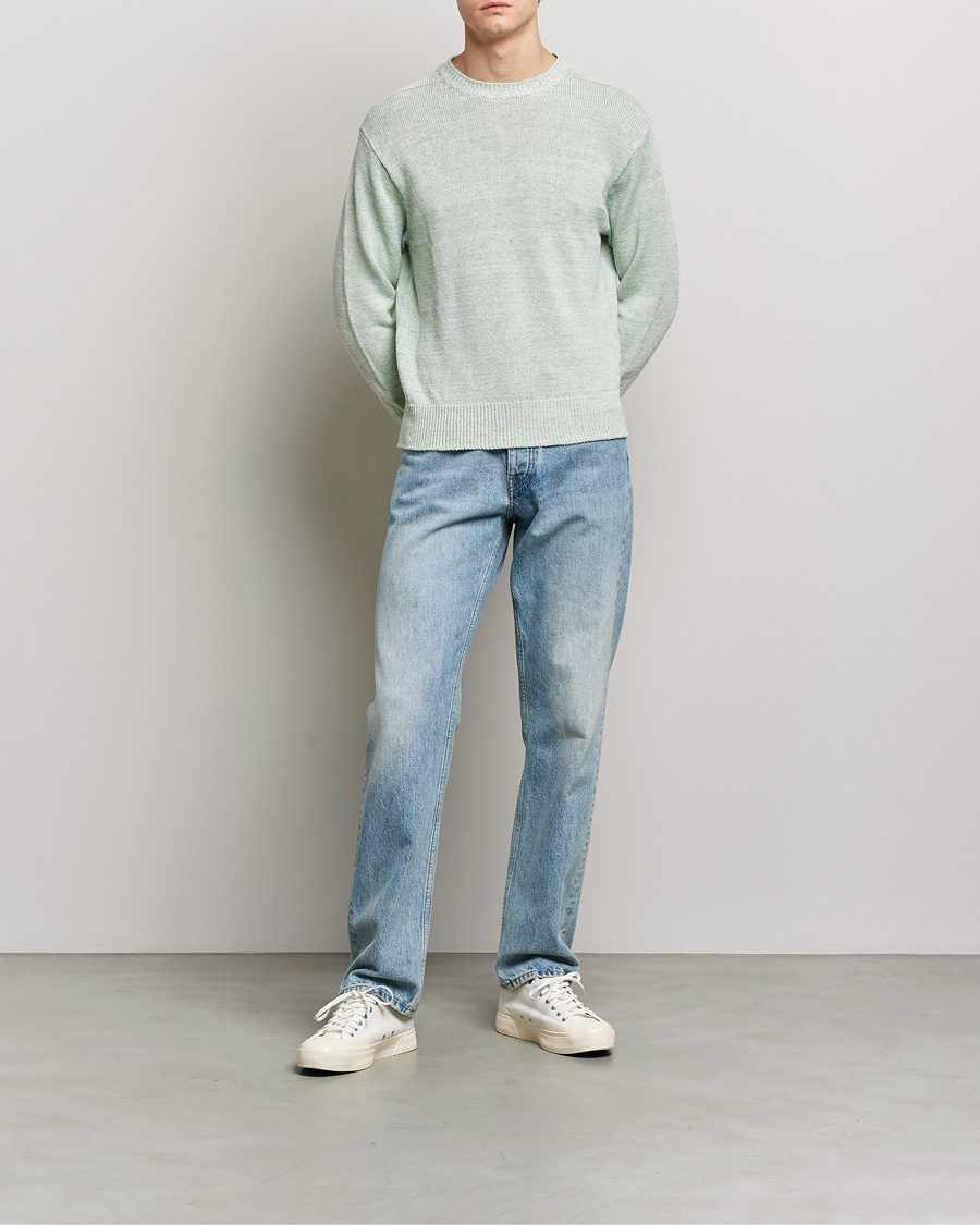 Uomini | Maglieria | Inis Meáin | Donegal Washed Linen Crew Neck Mint