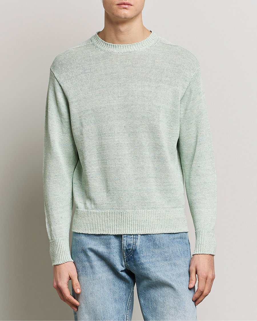 Uomini | Maglieria | Inis Meáin | Donegal Washed Linen Crew Neck Mint