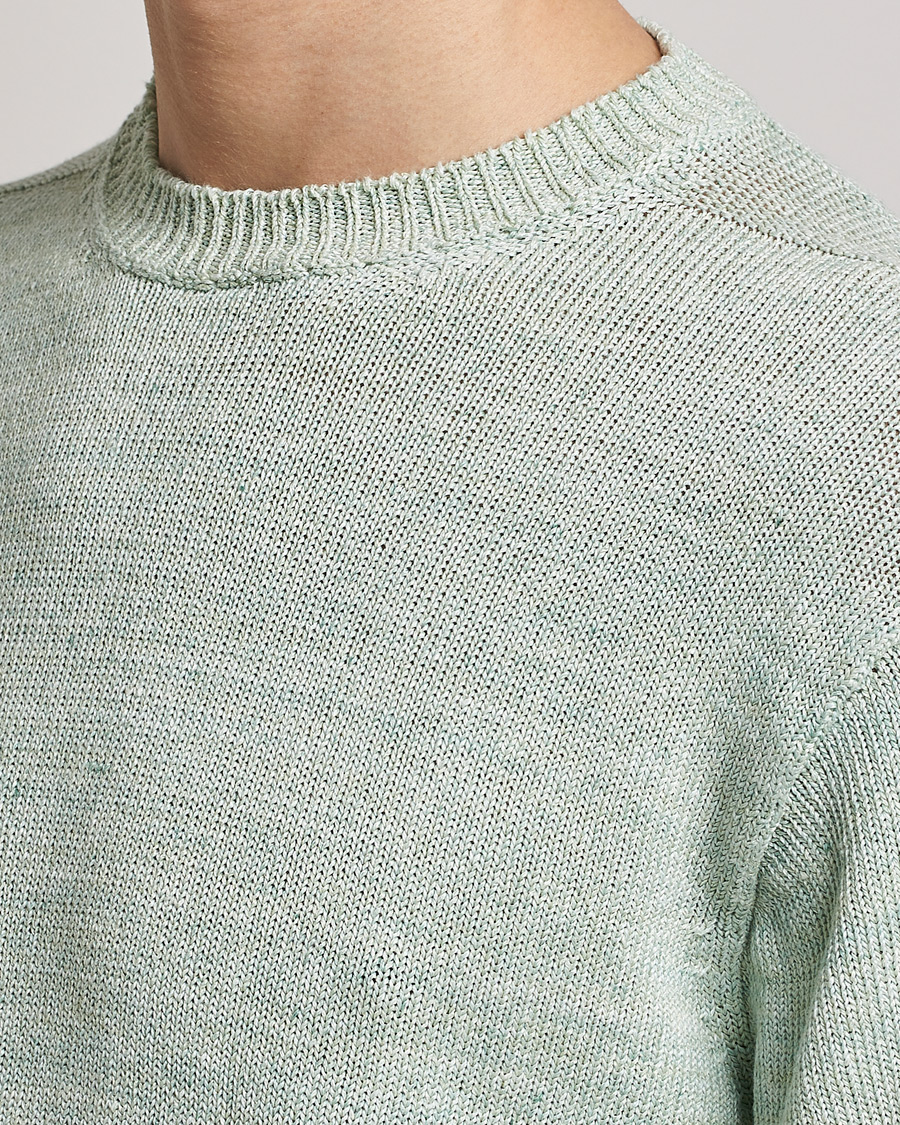Uomini | Maglieria | Inis Meáin | Donegal Washed Linen Crew Neck Mint