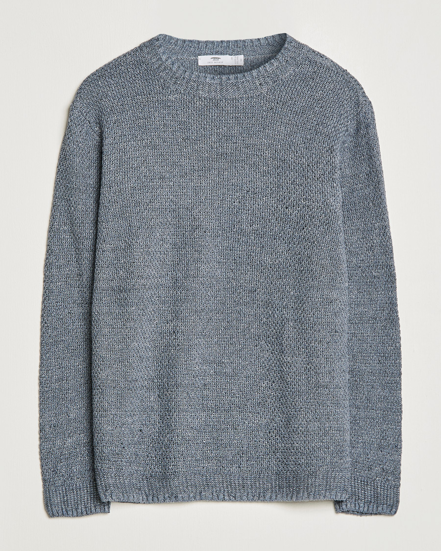Uomini | Maglieria | Inis Meáin | Moss Stiched Linen Crew Neck Greyish