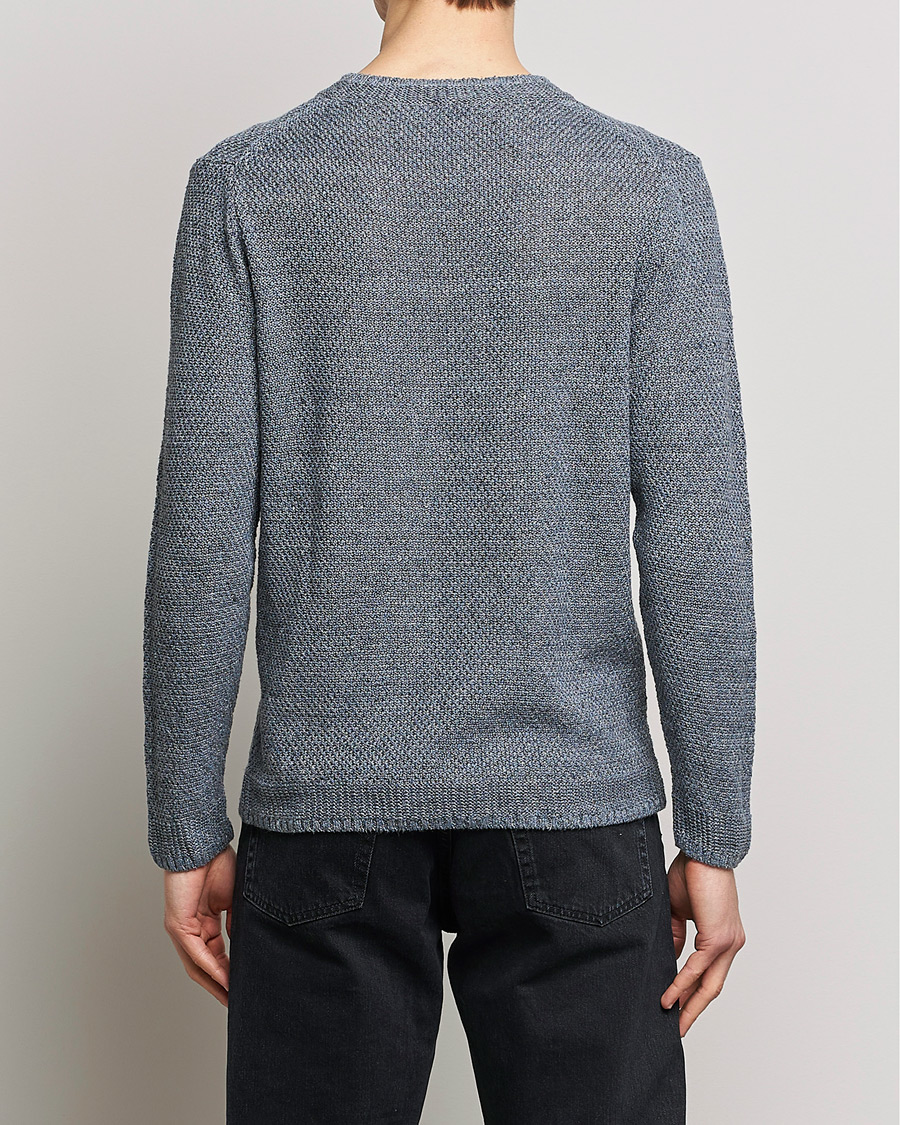 Uomini | Maglieria | Inis Meáin | Moss Stiched Linen Crew Neck Greyish