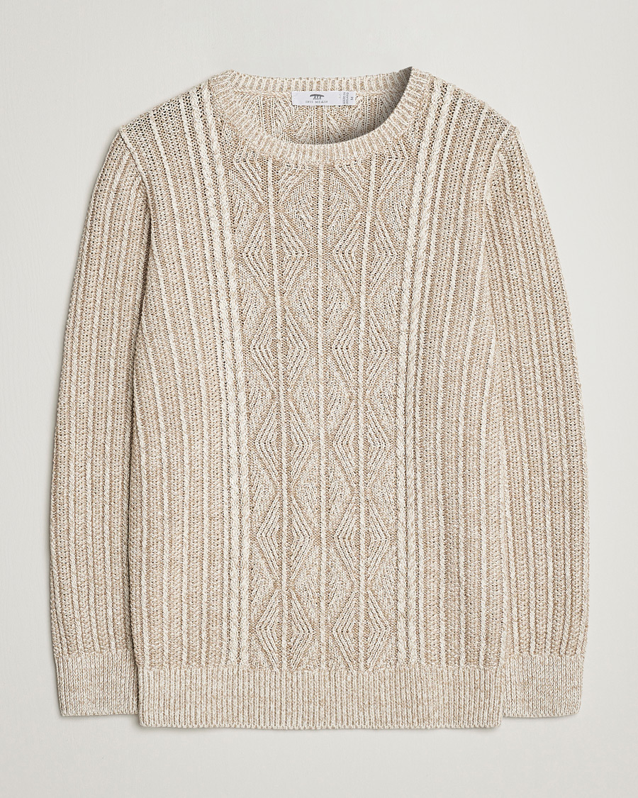 Uomini | Maglieria | Inis Meáin | Patented Aran Knitted Linen Crew Neck Beige