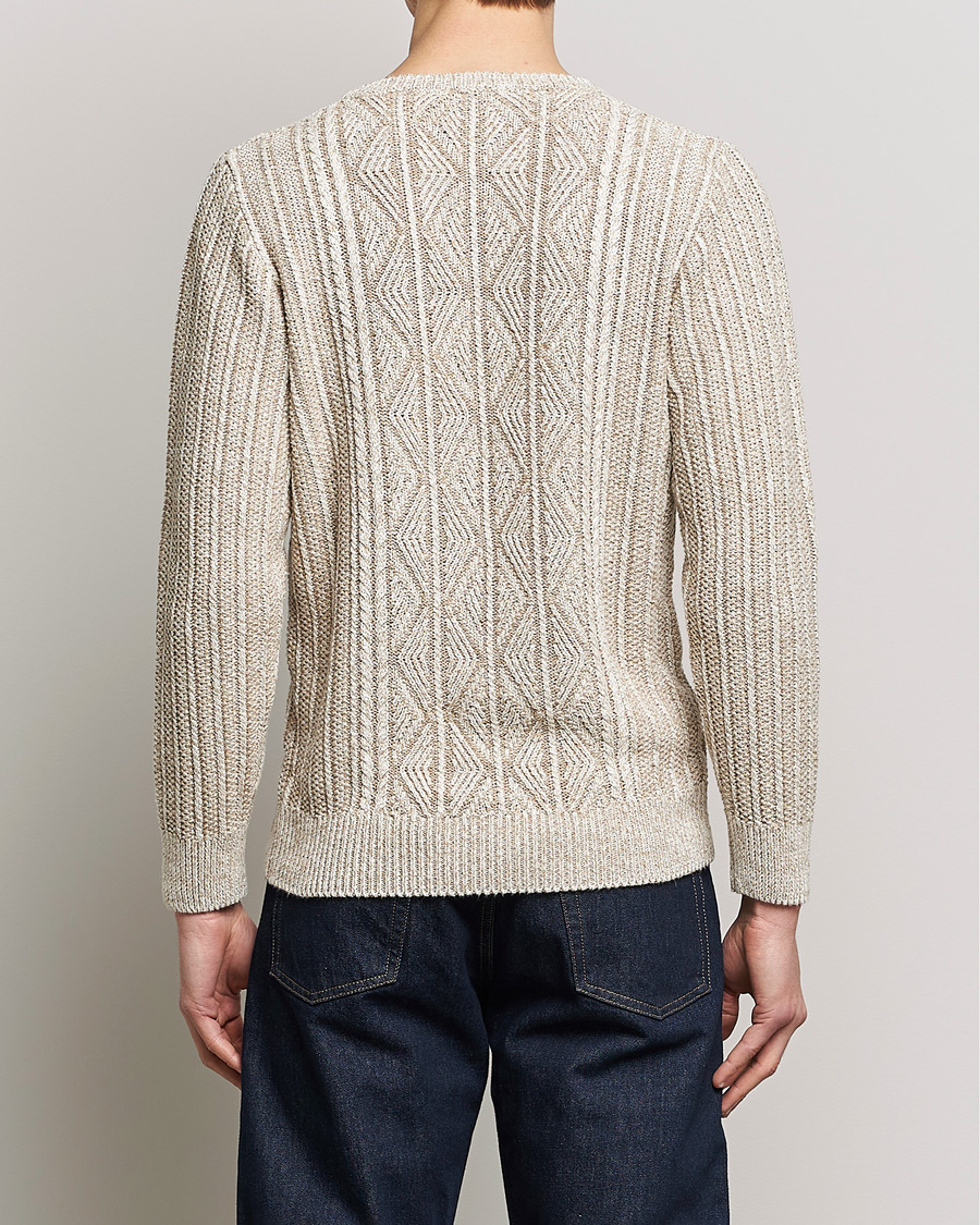 Uomini | Maglieria | Inis Meáin | Patented Aran Knitted Linen Crew Neck Beige