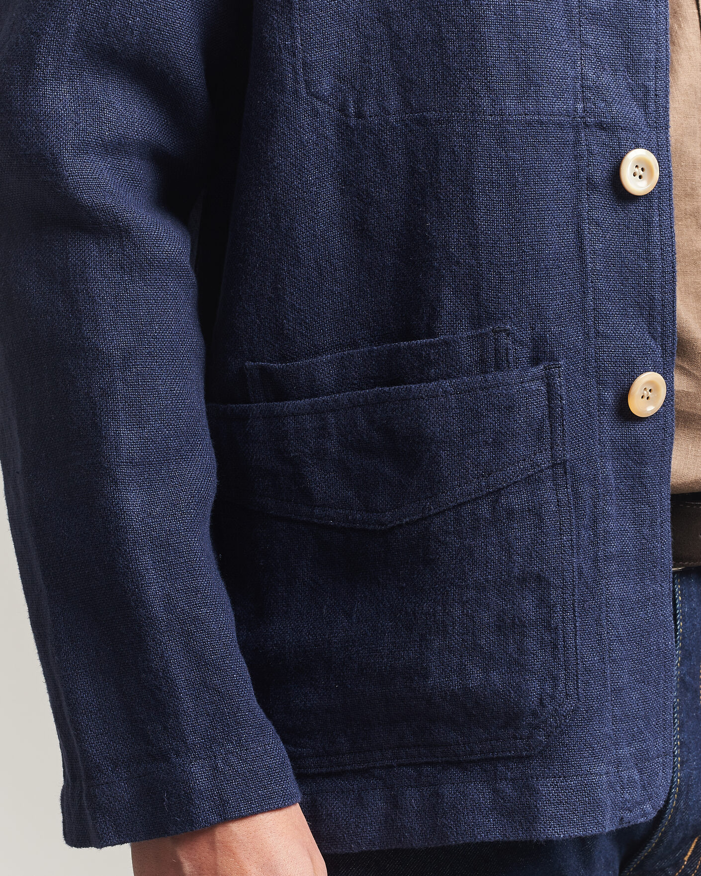 Uomini | Giacche | Drake's | Heavy Linen 5-Pocket Chore Jacket Navy