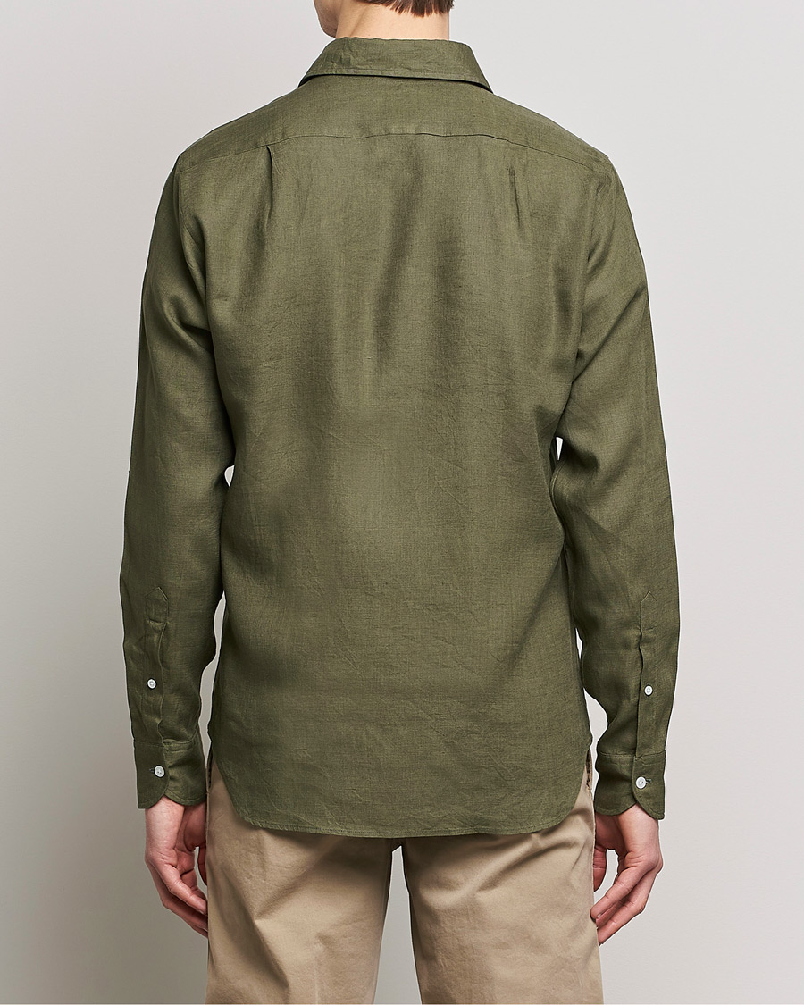 Uomini | Camicie | Drake's | Linen Summer Shirt Green