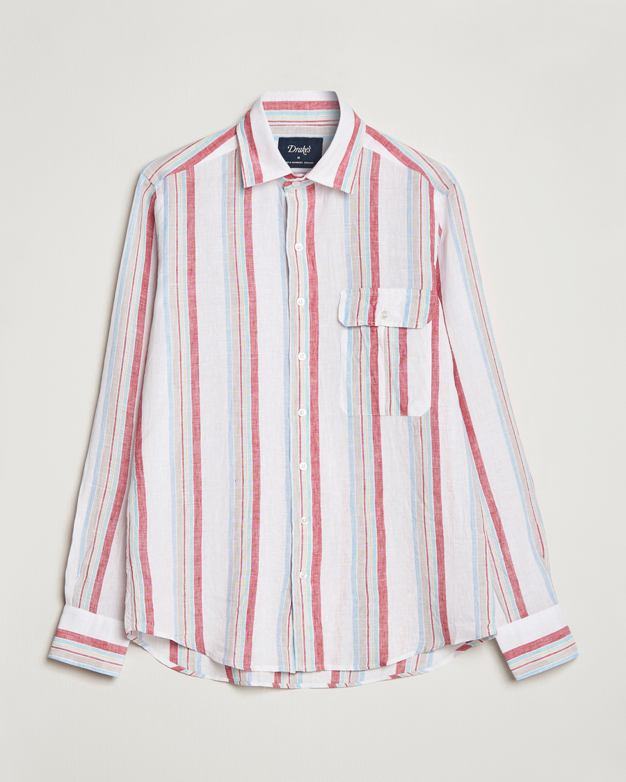 Uomini | Camicie | Drake's | Striped Linen Summer Shirt Multi