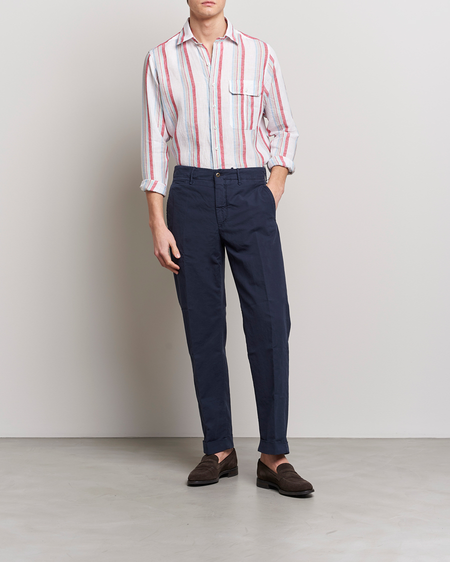 Uomini | Camicie | Drake's | Striped Linen Summer Shirt Multi