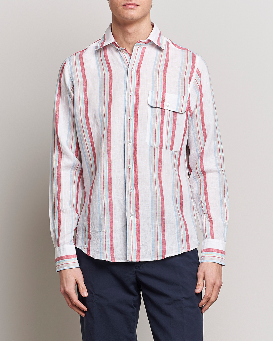 Uomini | Camicie | Drake's | Striped Linen Summer Shirt Multi