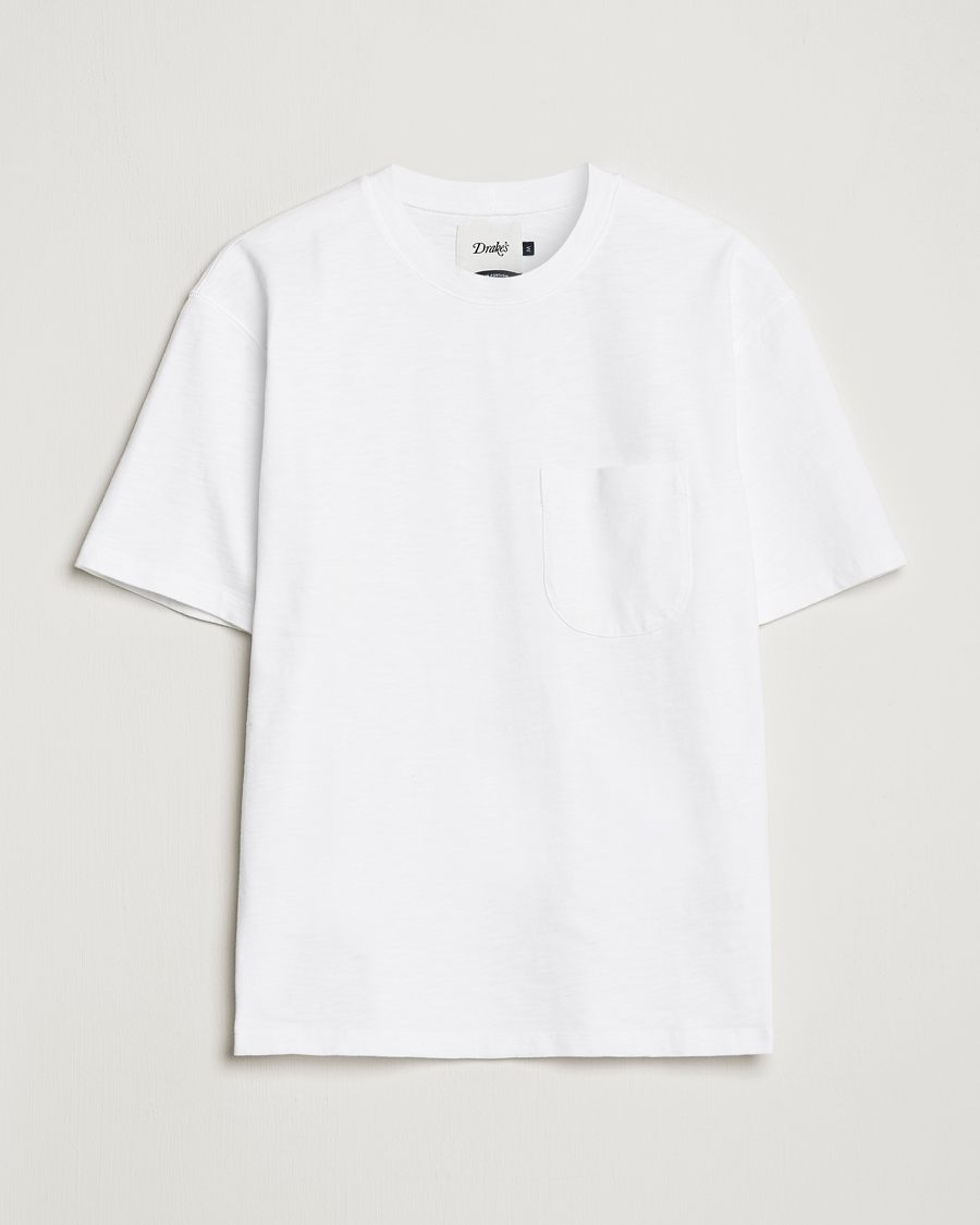 Uomini | T-shirt | Drake's | Cotton Pocket T-Shirt White