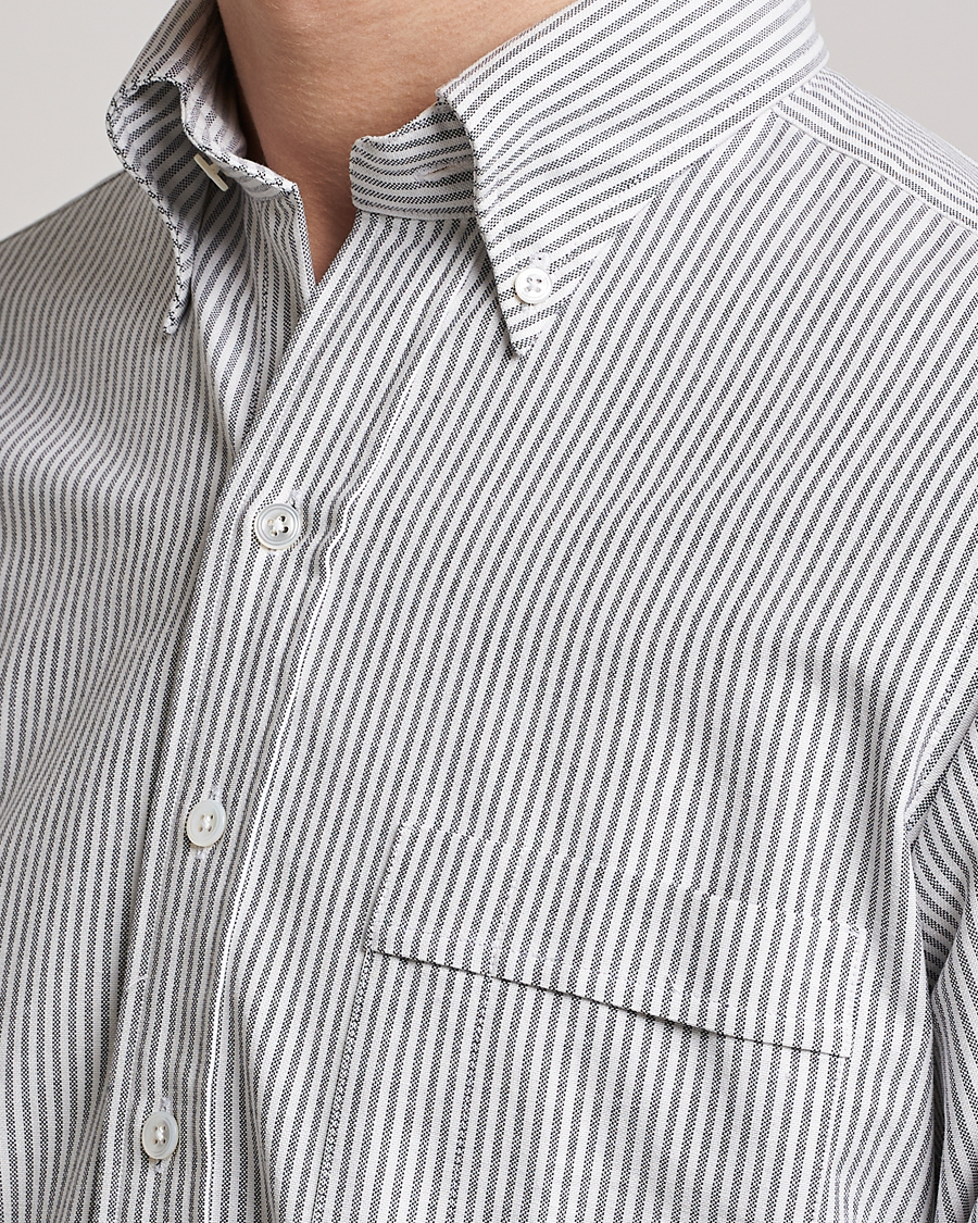 Uomini | Camicie | Drake's | Striped Button Down Oxford Shirt Black