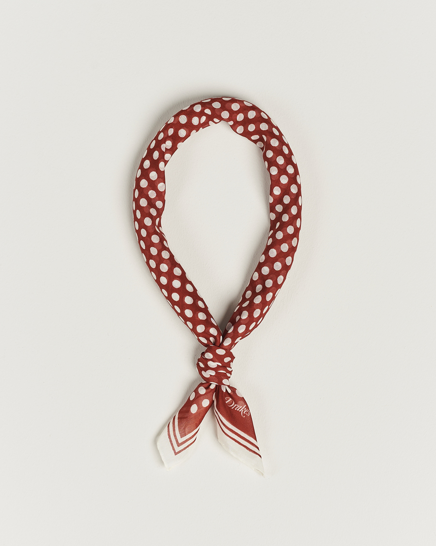 Uomini | Drake's All Over Spot Cotton/Silk Bandana Red | Drake's | All Over Spot Cotton/Silk Bandana Red