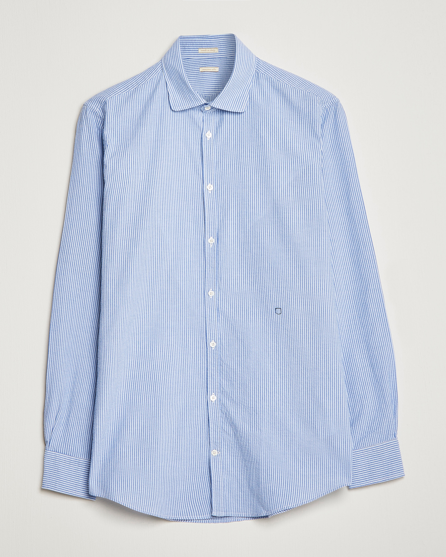 Uomini | Camicie | Massimo Alba | Canary Striped Seersucker Shirt Blue