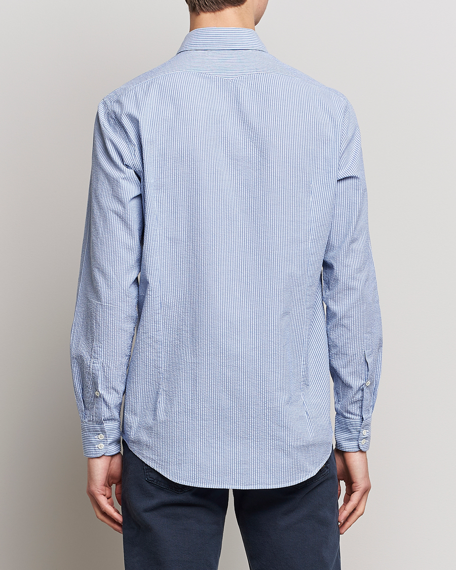Uomini | Camicie | Massimo Alba | Canary Striped Seersucker Shirt Blue