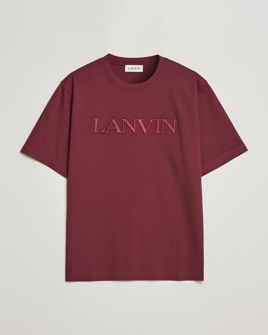 Uomini | T-shirt | Lanvin | Embroidered Tonal Logo T-Shirt Burgundy