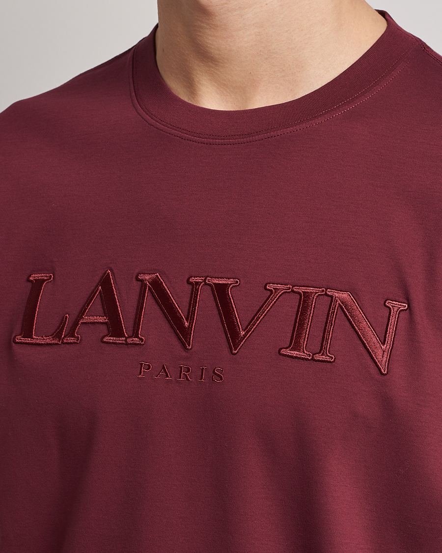 Uomini | T-shirt | Lanvin | Embroidered Tonal Logo T-Shirt Burgundy