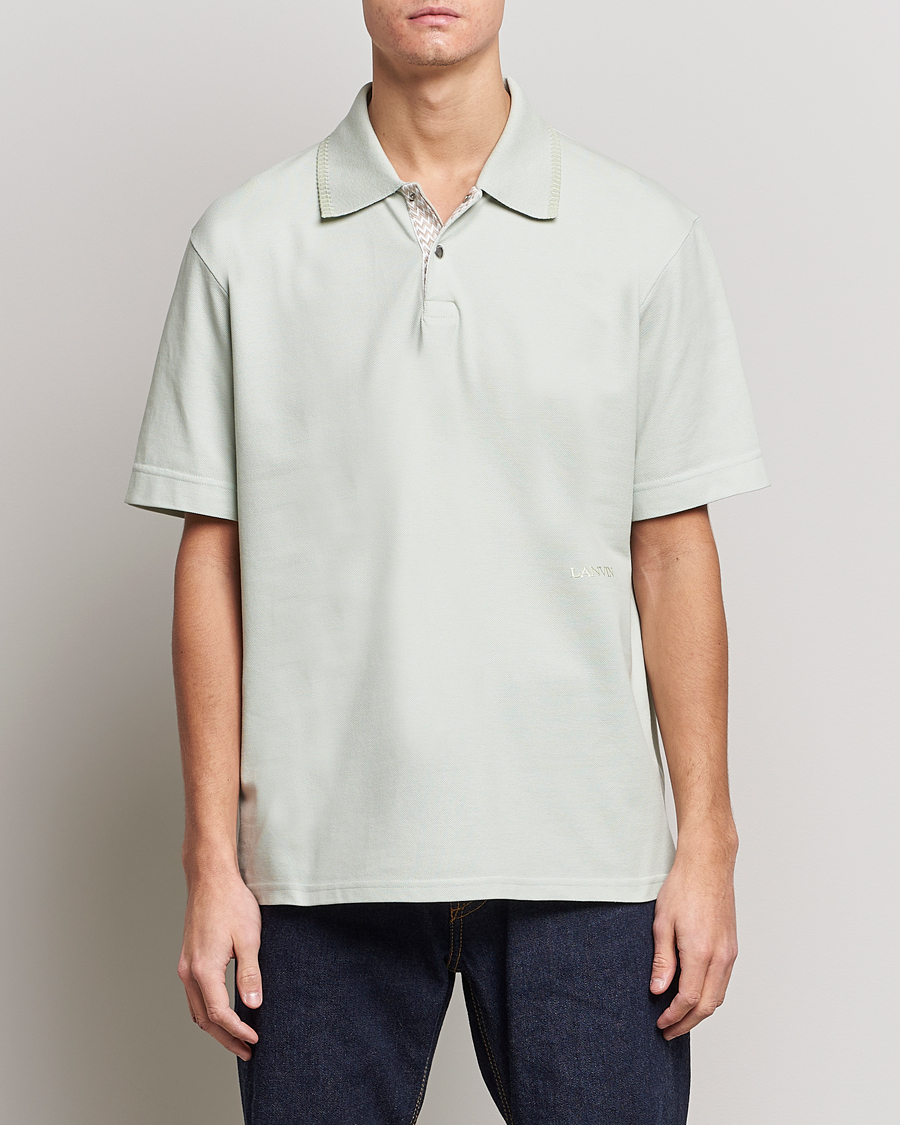 Uomini | Polo | Lanvin | Embroidered Logo Polo Shirt Sage